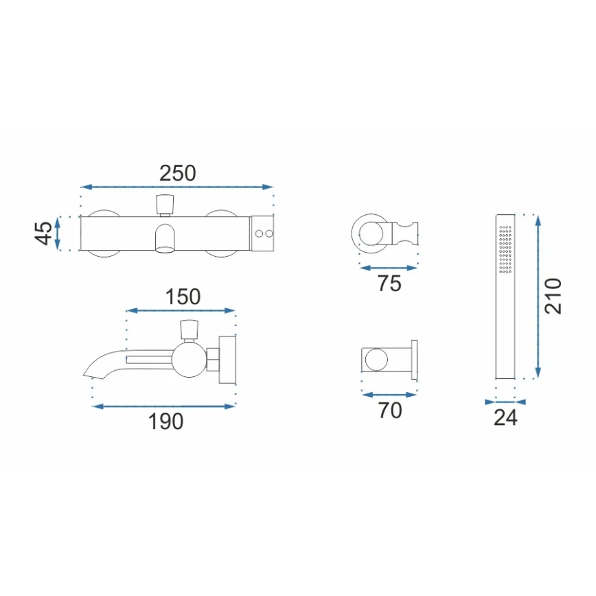 REA-B6635 - Set per vasca LUNGO oro