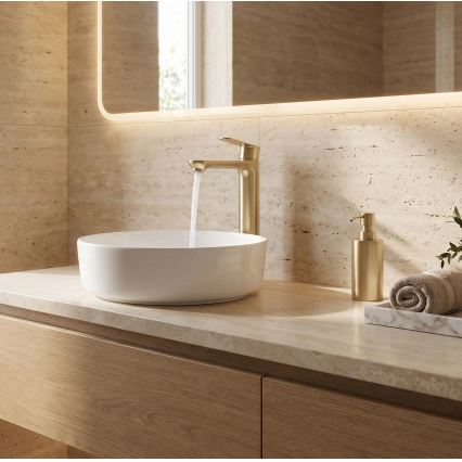 REA-B6671 - Miscelatore per lavabo LOGAN 29,5 cm oro spazzolato