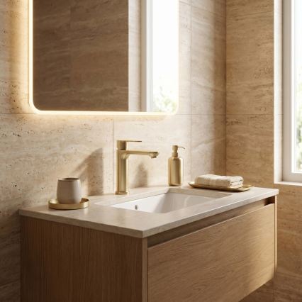 REA-B6697 - Miscelatore per lavabo LOGAN 18,5 cm oro spazzolato