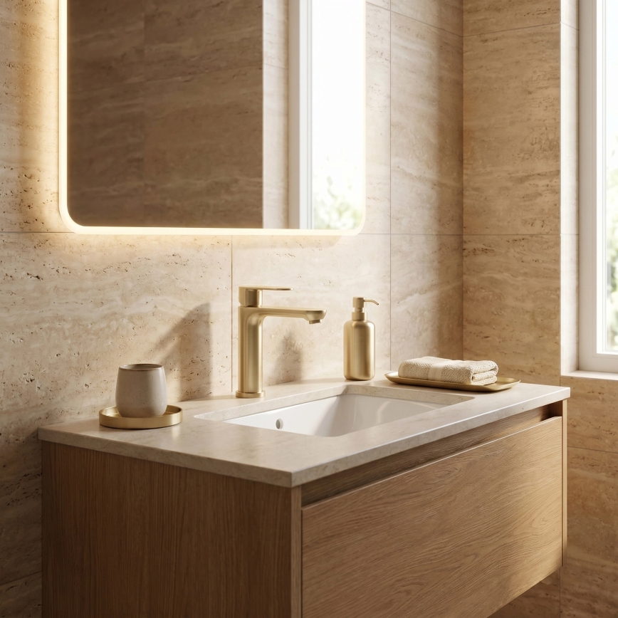 REA-B6697 - Miscelatore per lavabo LOGAN 18,5 cm oro spazzolato