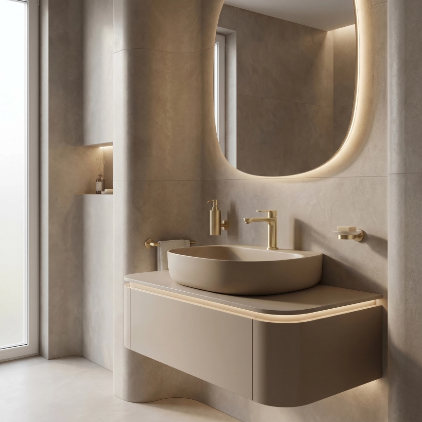 REA-B6697 - Miscelatore per lavabo LOGAN 18,5 cm oro spazzolato