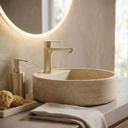 REA-B6697 - Miscelatore per lavabo LOGAN 18,5 cm oro spazzolato