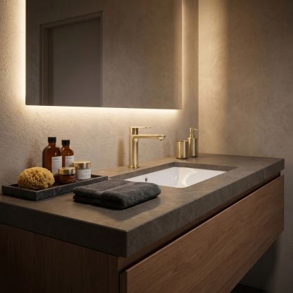 REA-B6697 - Miscelatore per lavabo LOGAN 18,5 cm oro spazzolato