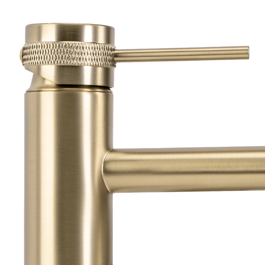 REA-B6896 - Miscelatore per lavabo LUNGO 28 cm, finitura oro spazzolata