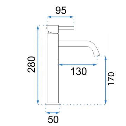 REA-B6896 - Miscelatore per lavabo LUNGO 28 cm, finitura oro spazzolata