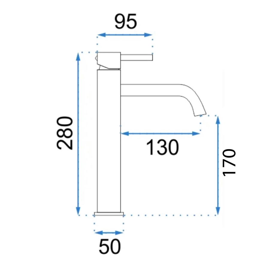 REA-B6896 - Miscelatore per lavabo LUNGO 28 cm, finitura oro spazzolata