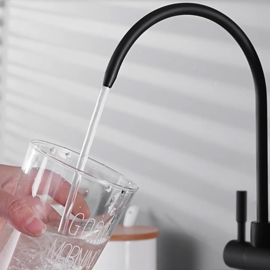 REA-B7564 - Miscelatore da cucina con doccetta estraibile e filtro integrato ECO FRESH, 37,5 cm, nero opaco