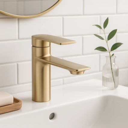 REA-B7960 - Miscelatore per lavabo STORM 15 cm oro spazzolato