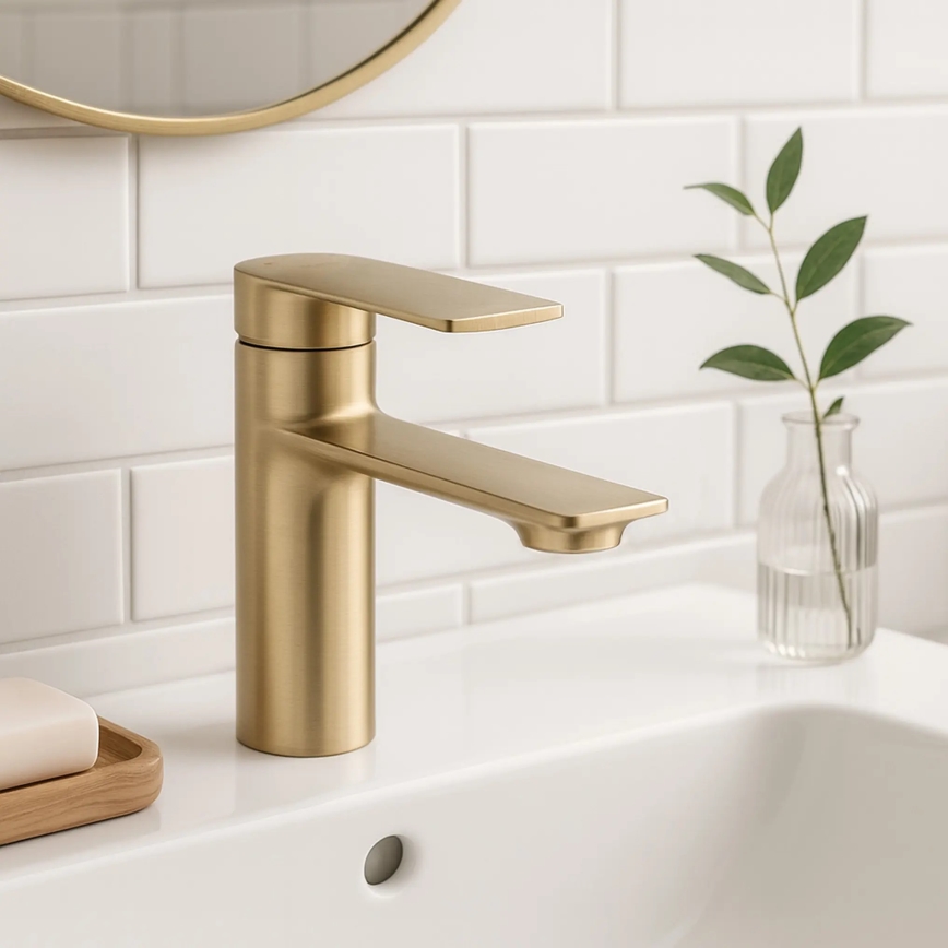 REA-B7960 - Miscelatore per lavabo STORM 15 cm oro spazzolato