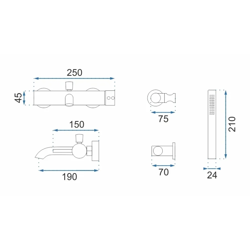 REA-B8010 - Set per vasca LUNGO oro spazzolato