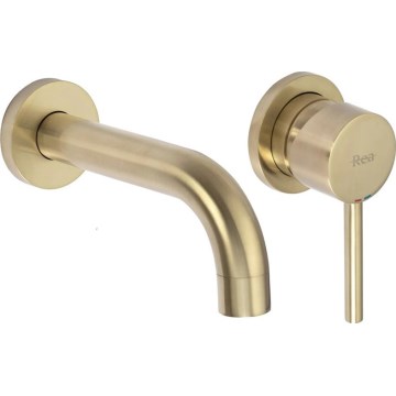 REA-B8652 - Miscelatore per lavabo da incasso LUNGO, finitura oro spazzolato