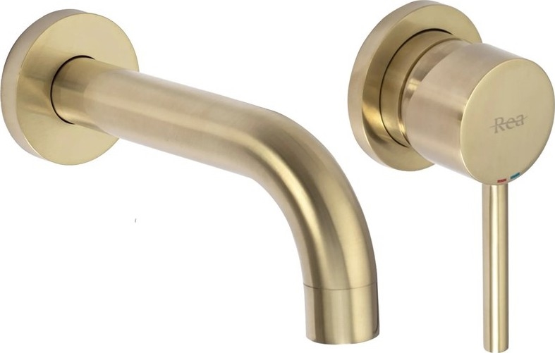 REA-B8652 - Miscelatore per lavabo da incasso LUNGO, finitura oro spazzolato