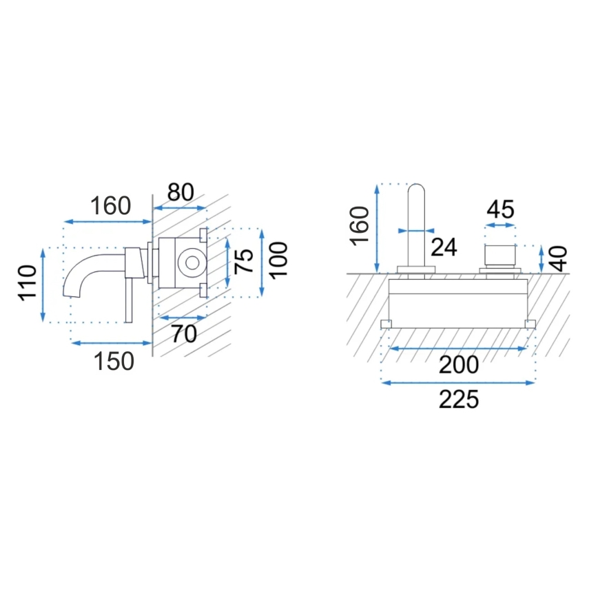 REA-B8652 - Miscelatore per lavabo da incasso LUNGO, finitura oro spazzolato