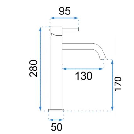 REA-B8821 - Miscelatore per lavabo LUNGO ART 28 cm, finitura oro