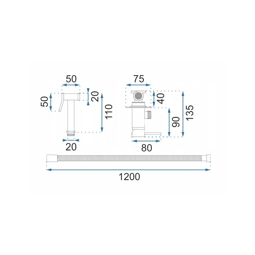 REA-B8979 - Miscelatore per bidet con doccetta per installazione ad incasso LUNGO oro