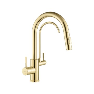 REA-B8989 - Miscelatore per lavello con doccetta estraibile e filtrazione ECO FRESH, 37,5 cm, finitura oro
