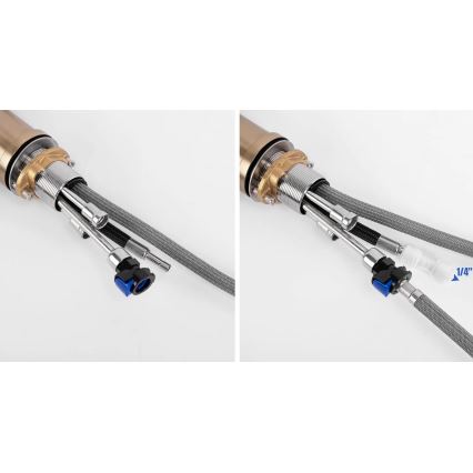 REA-B8989 - Miscelatore per lavello con doccetta estraibile e filtrazione ECO FRESH, 37,5 cm, finitura oro