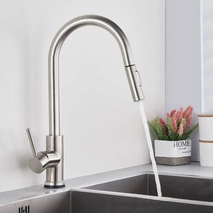 REA-B9146 - Miscelatore per lavello con doccetta estraibile FRESH 39,5 cm nichel