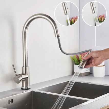 REA-B9146 - Miscelatore per lavello con doccetta estraibile FRESH 39,5 cm nichel