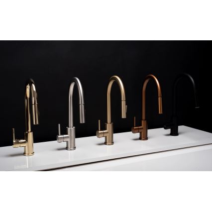 REA-B9148 - Miscelatore per lavello con doccetta estraibile FRESH 39,5 cm, finitura oro spazzolato