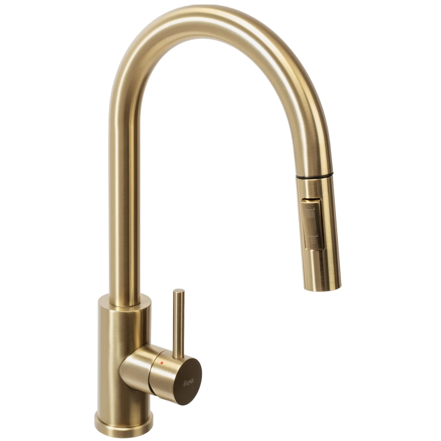 REA-B9148 - Miscelatore per lavello con doccetta estraibile FRESH 39,5 cm, finitura oro spazzolato