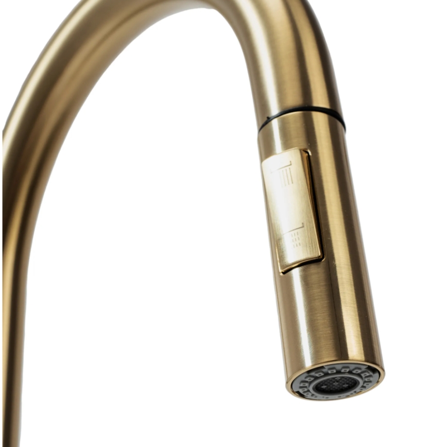 REA-B9148 - Miscelatore per lavello con doccetta estraibile FRESH 39,5 cm, finitura oro spazzolato