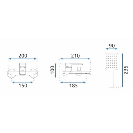 REA-B9967 - Set per vasca HASS nero opaco