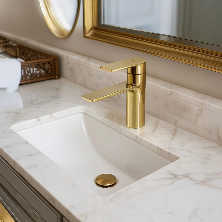 REA-B9981 - Miscelatore per lavabo STORM 15 cm, finitura oro