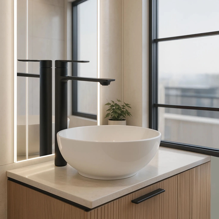 REA-B9988 - Miscelatore per lavabo STORM 29,5 cm nero opaco