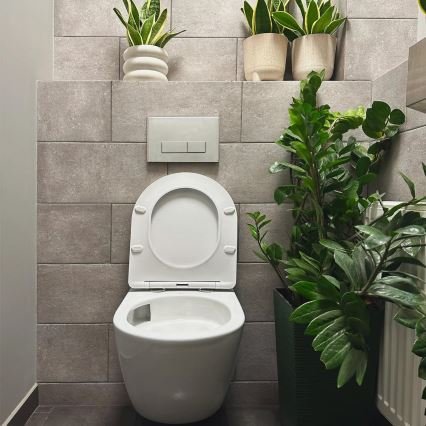 REA-C1259 - WC sospeso con sedile CARLO MINI TORNADO RIMLESS in ceramica/bianco lucido