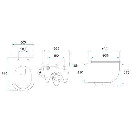 REA-C1259 - WC sospeso con sedile CARLO MINI TORNADO RIMLESS in ceramica/bianco lucido