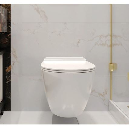 REA-C1400 - WC sospeso con sedile CARTER senza brida ceramica/bianco