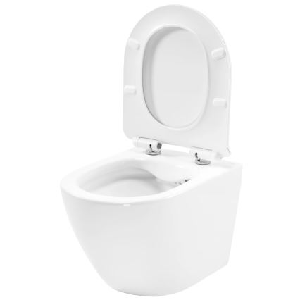 REA-C1400 - WC sospeso con sedile CARTER senza brida ceramica/bianco