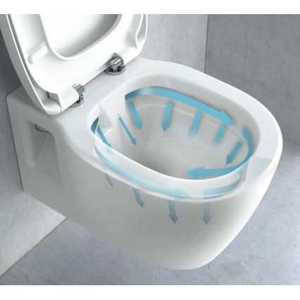 REA-C1400 - WC sospeso con sedile CARTER senza brida ceramica/bianco