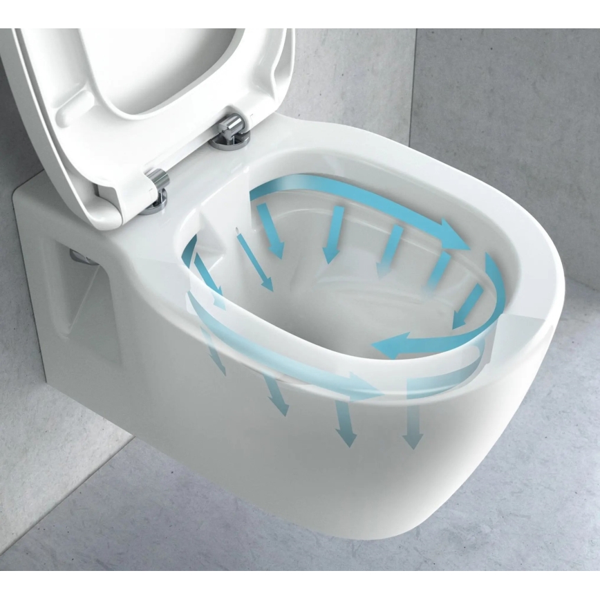 REA-C1400 - WC sospeso con sedile CARTER senza brida ceramica/bianco