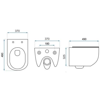 REA-C1400 - WC sospeso con sedile CARTER senza brida ceramica/bianco