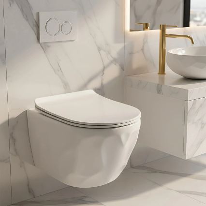 REA-C1652 - WC sospeso con sedile GUSTAVO RIMLESS ceramica/bianco