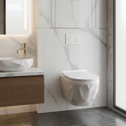 REA-C1652 - WC sospeso con sedile GUSTAVO RIMLESS ceramica/bianco