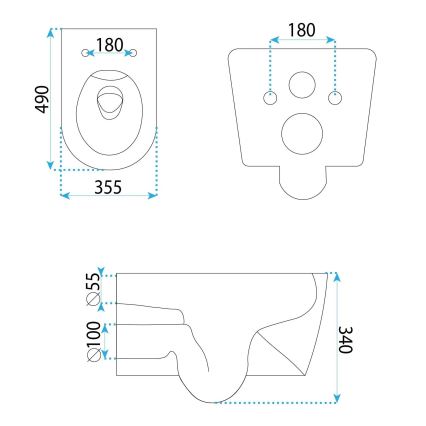 REA-C1652 - WC sospeso con sedile GUSTAVO RIMLESS ceramica/bianco