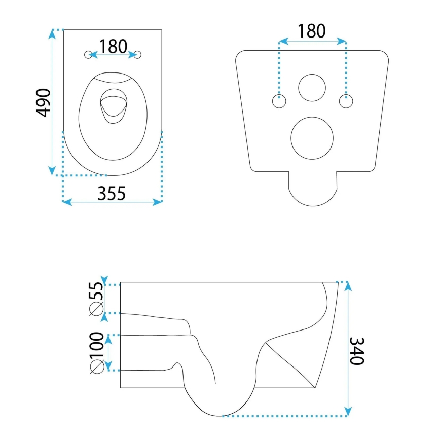 REA-C1652 - WC sospeso con sedile GUSTAVO RIMLESS ceramica/bianco