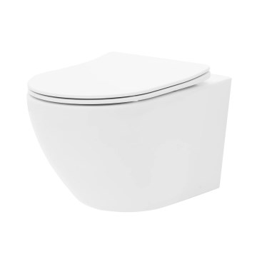 REA-C2760 - WC sospeso con sedile CARLO FLAT MINI RIMLESS ceramica/bianco lucido