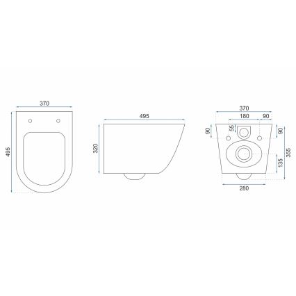 REA-C2760 - WC sospeso con sedile CARLO FLAT MINI RIMLESS ceramica/bianco lucido