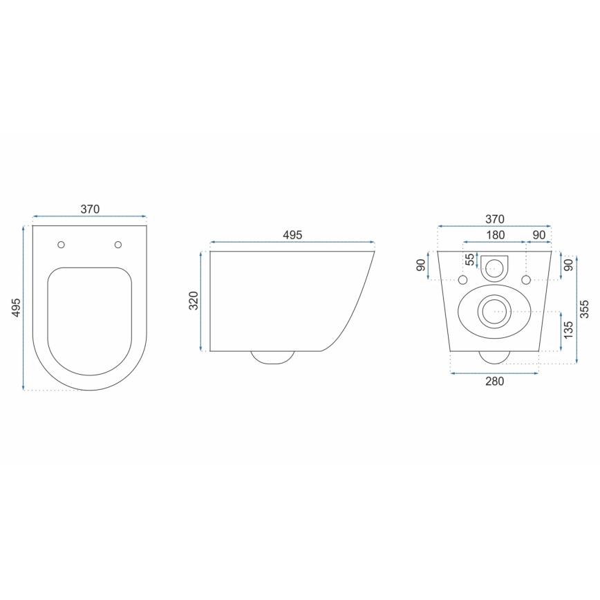 REA-C2760 - WC sospeso con sedile CARLO FLAT MINI RIMLESS ceramica/bianco lucido