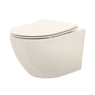 REA-C5500 - WC sospeso con sedile CARLO MINI TORNADO RIMLESS, in ceramica, colore crema
