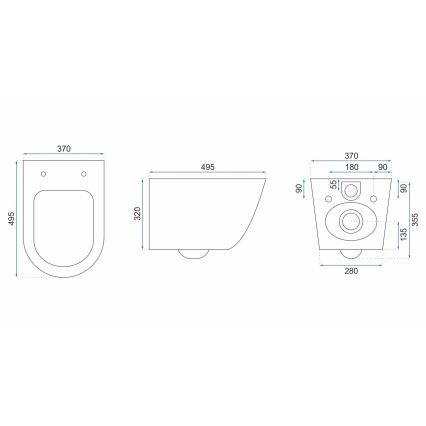 REA-C5500 - WC sospeso con sedile CARLO MINI TORNADO RIMLESS, in ceramica, colore crema