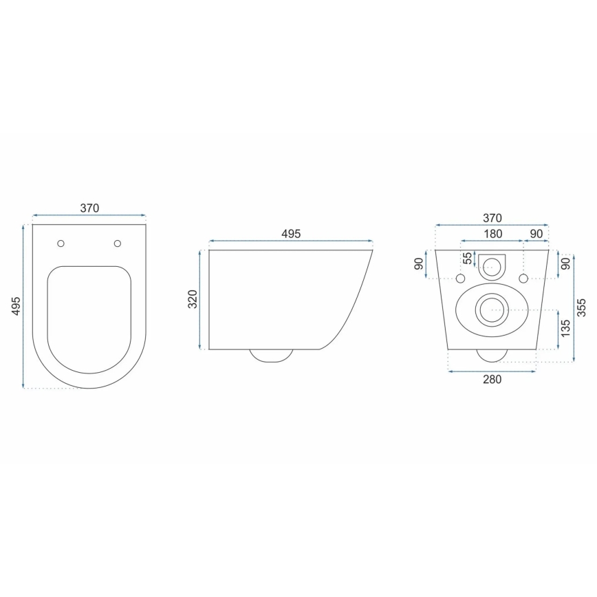 REA-C5500 - WC sospeso con sedile CARLO MINI TORNADO RIMLESS, in ceramica, colore crema