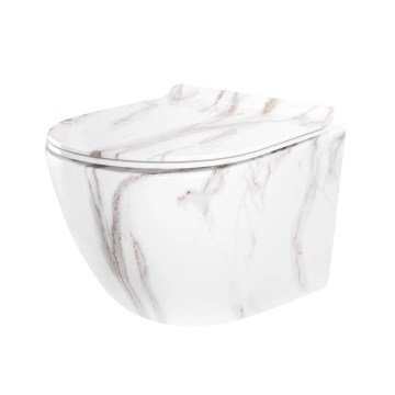 REA-C6390 - WC sospeso con sedile CARTER TORNADO RIMLESS in ceramica/effetto pietra