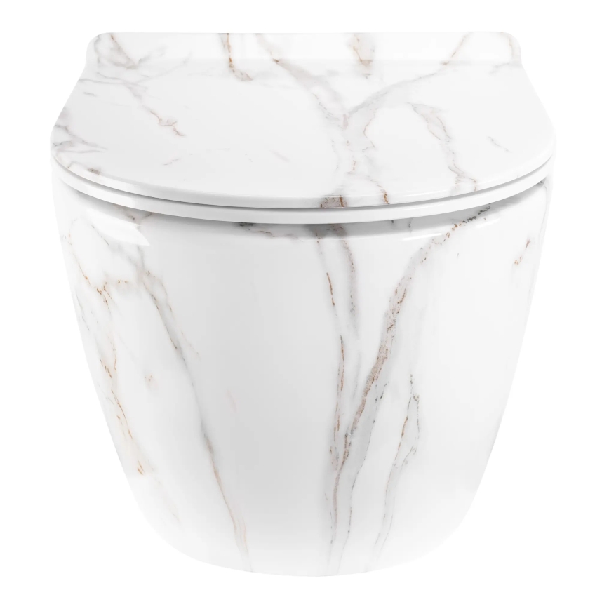 REA-C6390 - WC sospeso con sedile CARTER TORNADO RIMLESS in ceramica/effetto pietra
