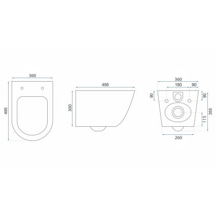 REA-C6800 - Vaso sospeso con sedile TITO TORNADO RIMLESS in ceramica/bianco