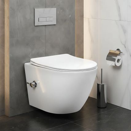 REA-C9701 - WC sospeso con doccetta bidet e sedile CARLO LUX ceramica/bianco